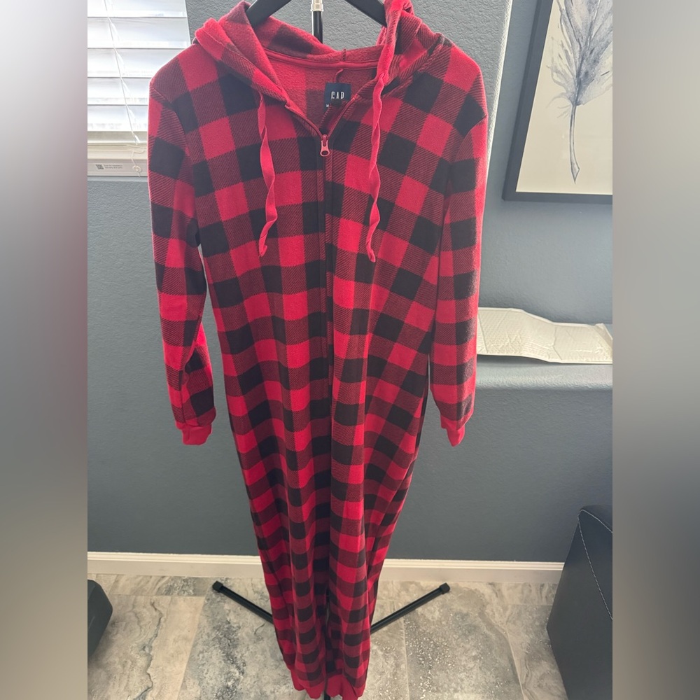 GAP Red and Black Plaid Women's Pajama Onesie